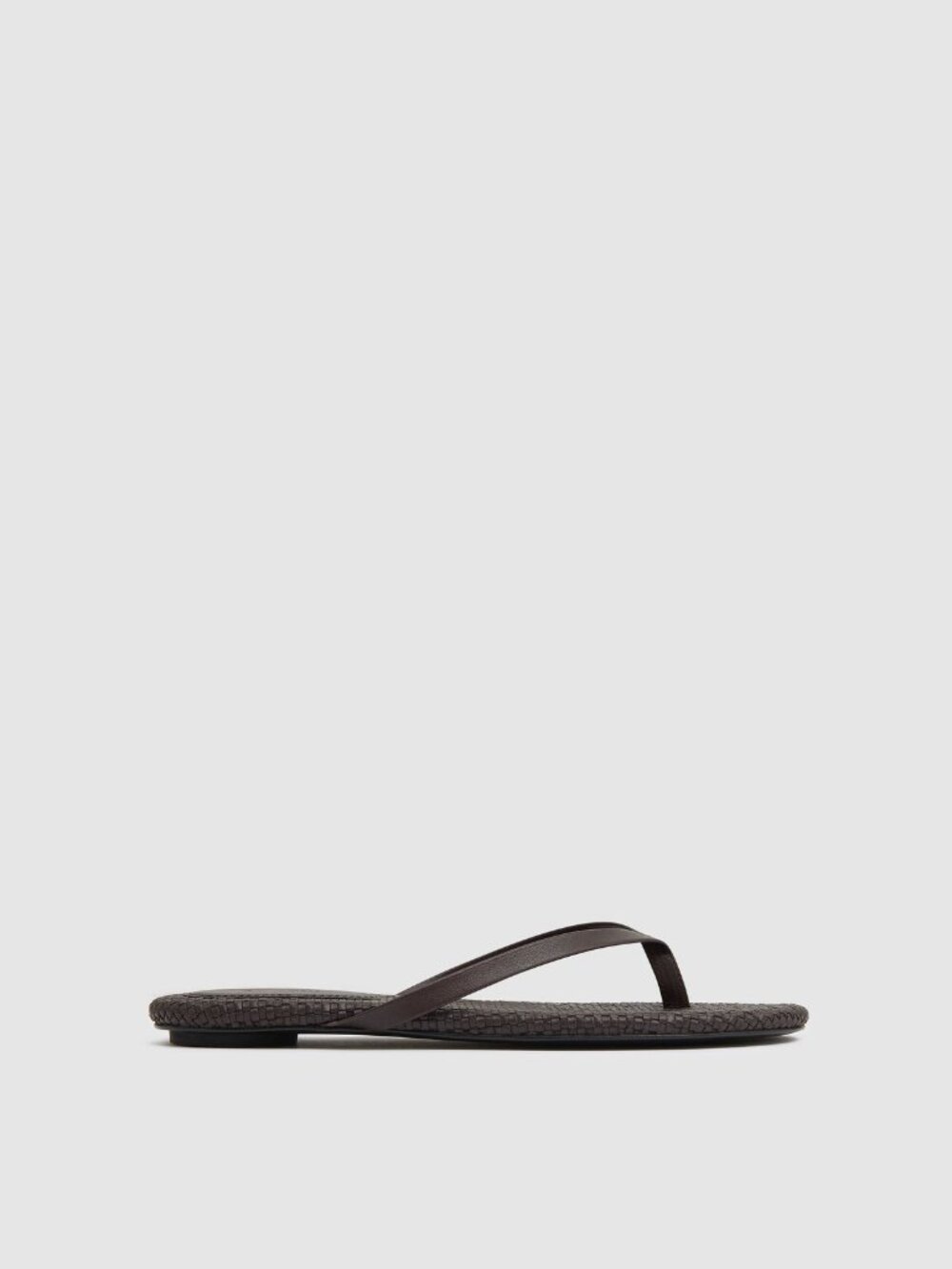 St. Agni Woven Flip Flop in Coffee brown leather flat sandal